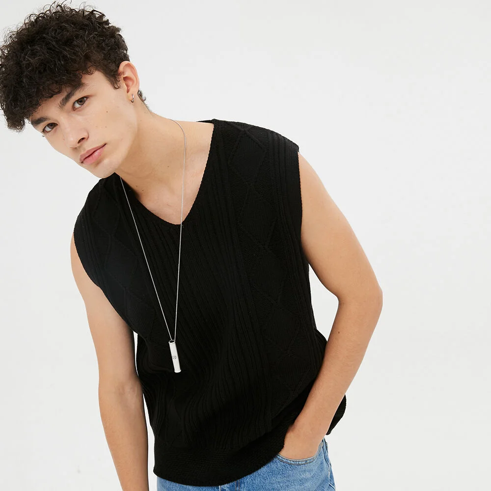 UNISEX, Solar Dia Ribbed Knit Vest / Black