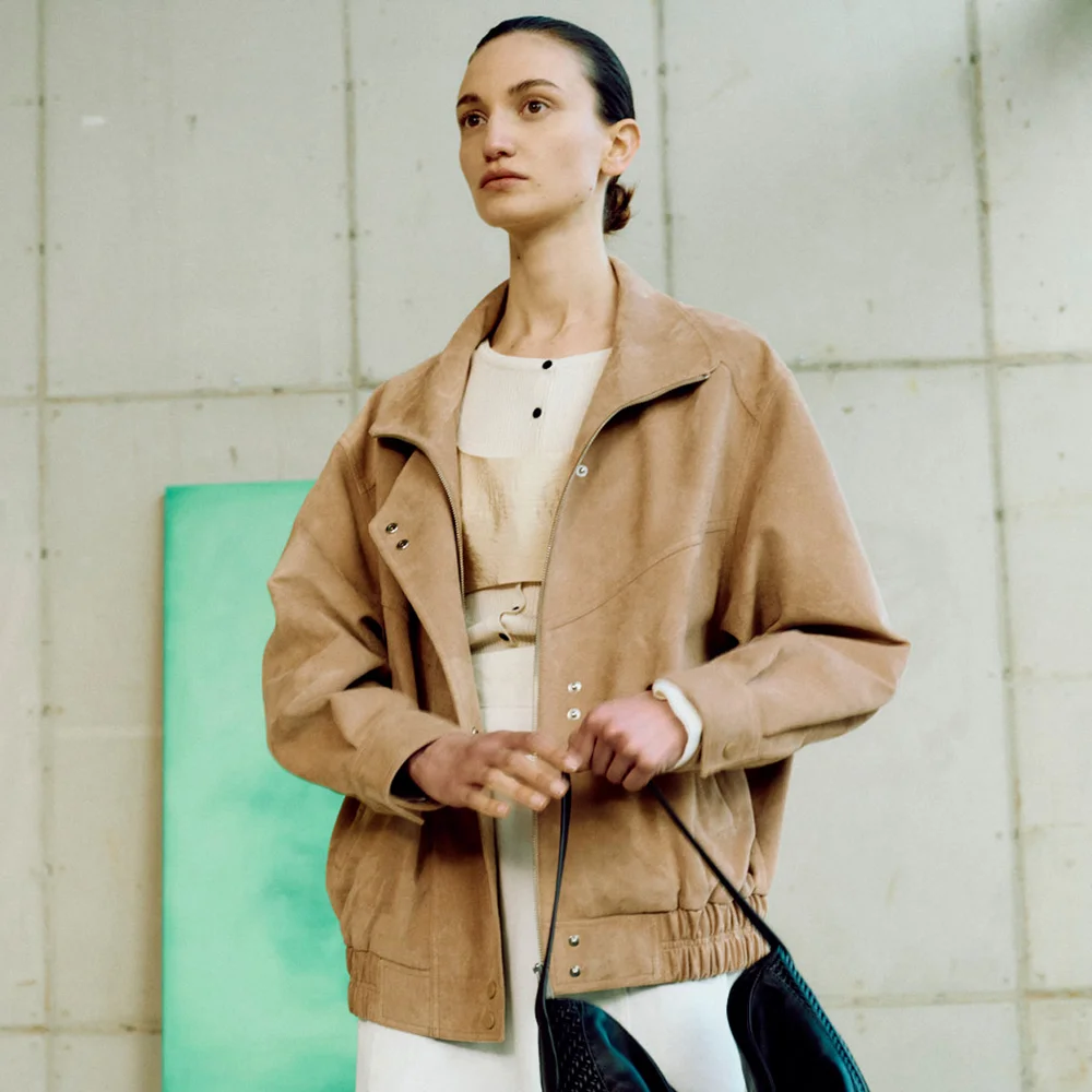 Asymmetric Placket Faux Suede Jacket SL5XJ830-91