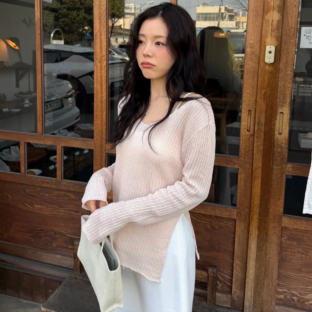 Slony v slit knit (powder pink)