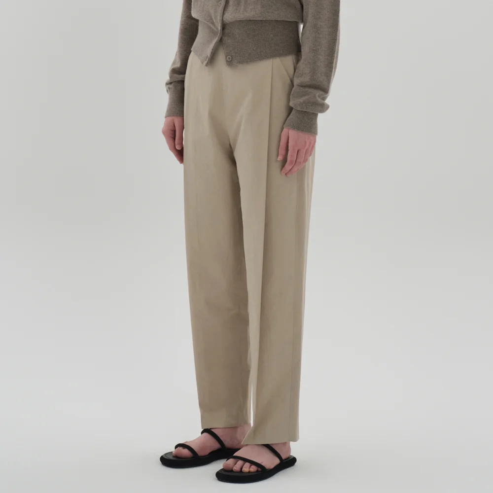 belted round pants_ash khaki