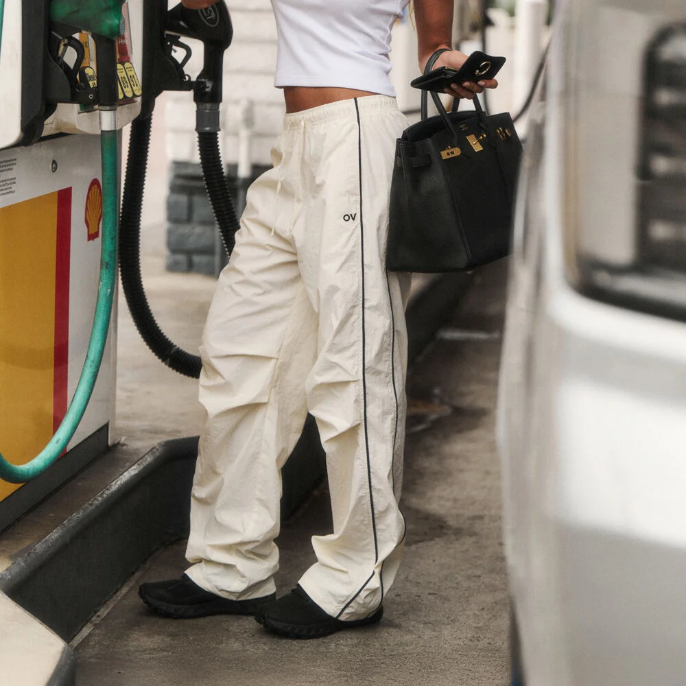 OV LOGO NYLON TRACK PANTS (OFF WHITE)