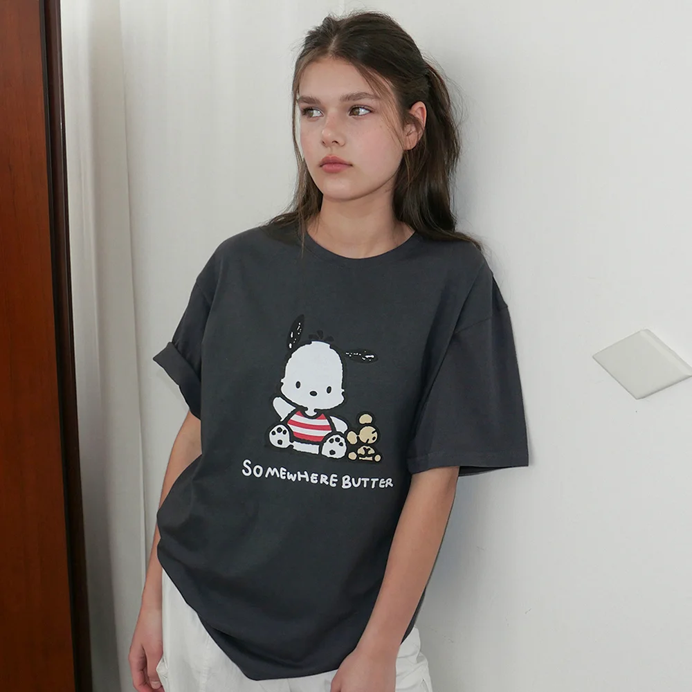 Pochacco Over-Fit Top - Charcoal