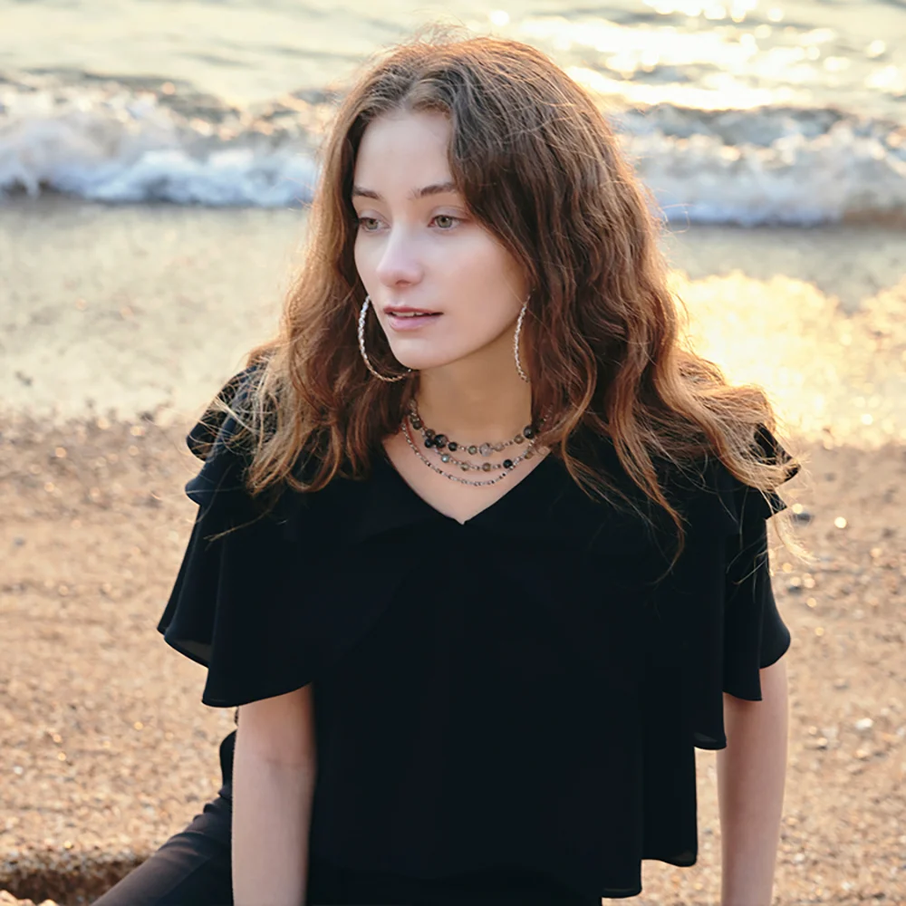 Scarf Detail Blouse_Black