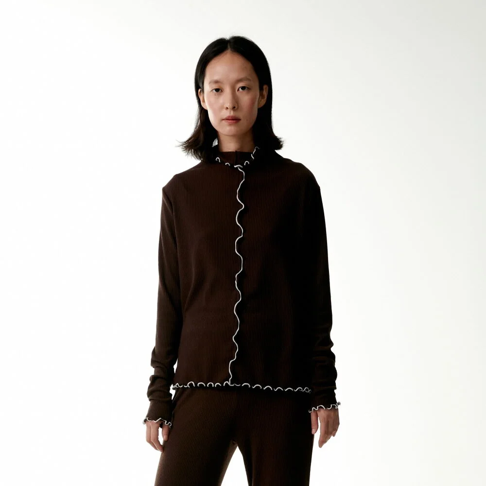 Tshirts Blouse Fit S Mid Edge Colored Mud Brown