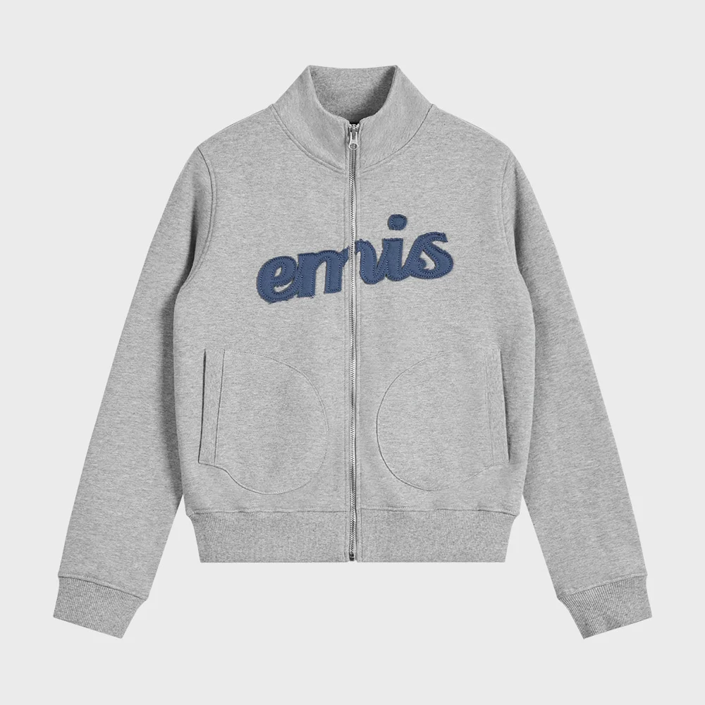 (W) LETTERING LOGO SWEAT ZIP-UP-MELANGE GRAY