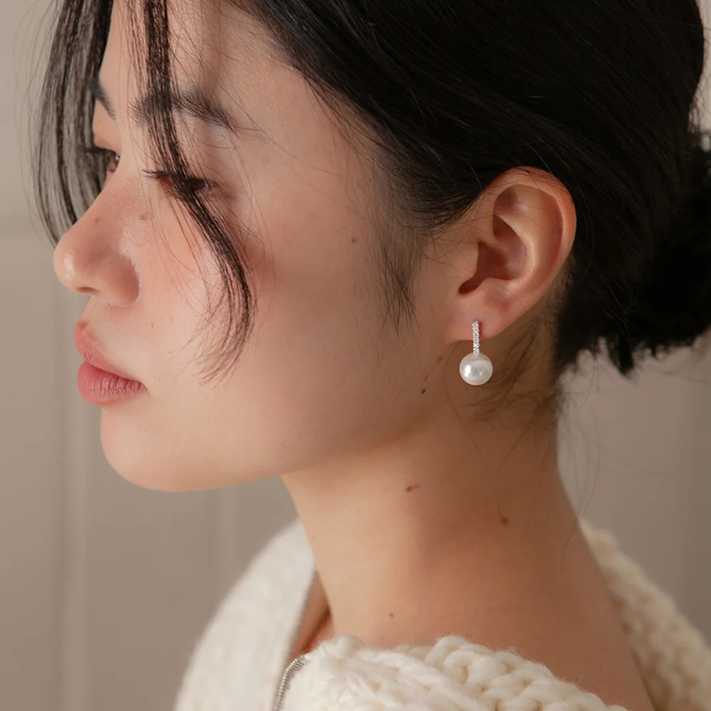 pearl cubic drop earring