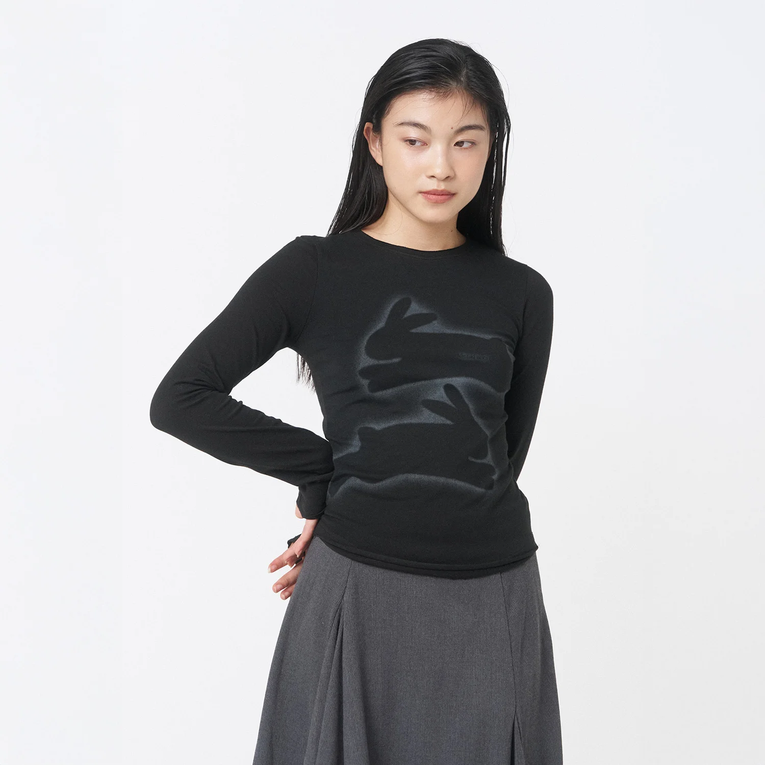 Twin rabbit long sleeves BLACK