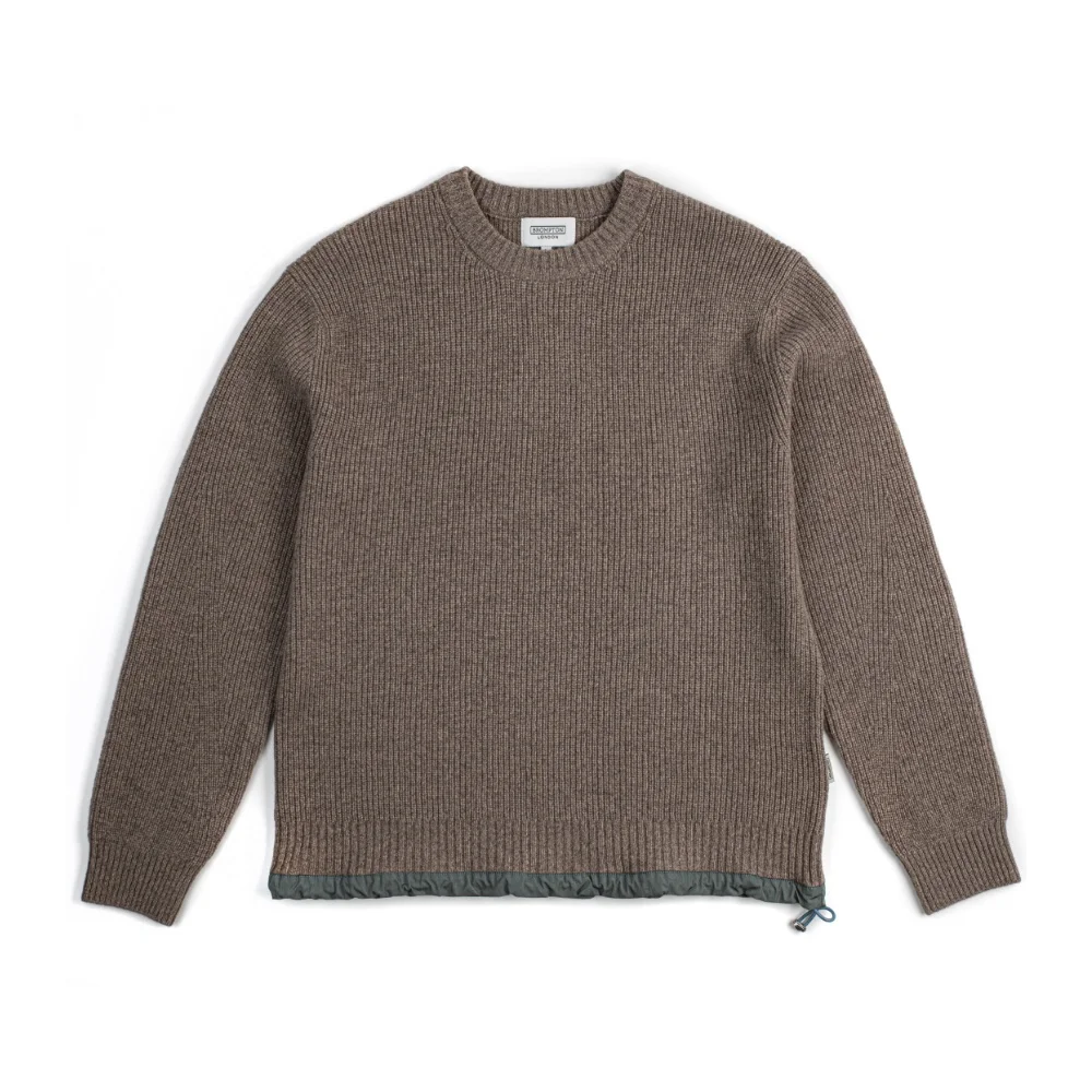 WOVEN HEM STRING ROUND SWEATER - MOCHA (P234UKT224)
