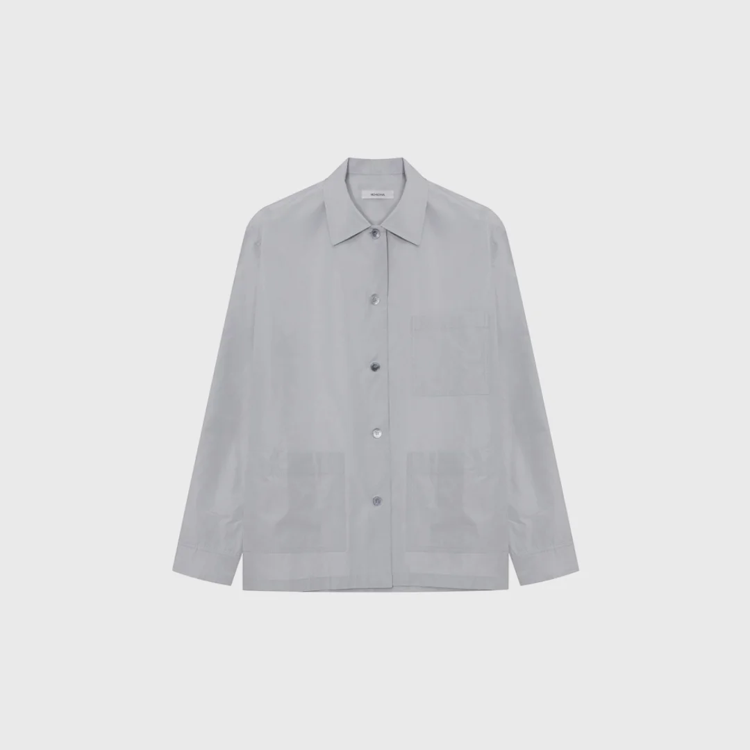 Silky pocket shirt (gray / beige / black)