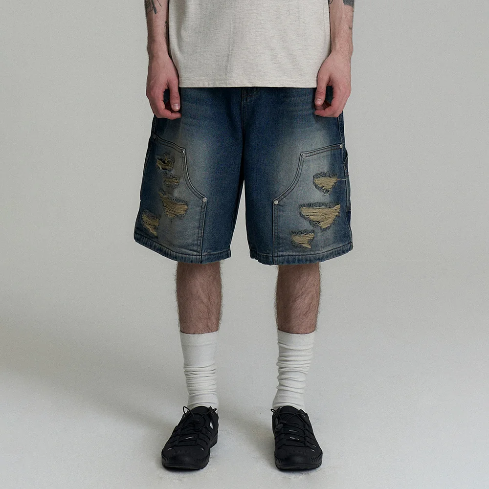 CARPENTER BERMUDA DENIM PANTS - BLUE