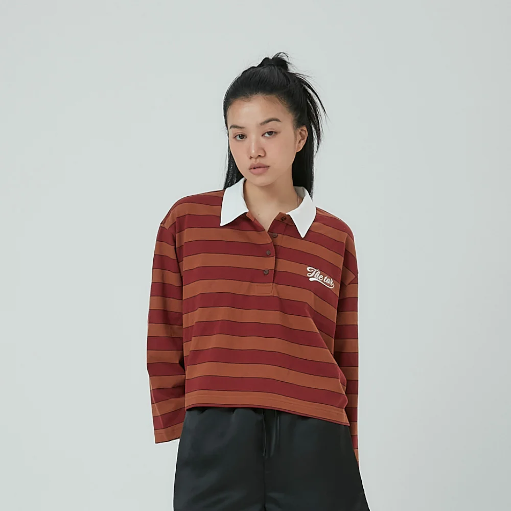 Crop Lugby T shirt - BROWN