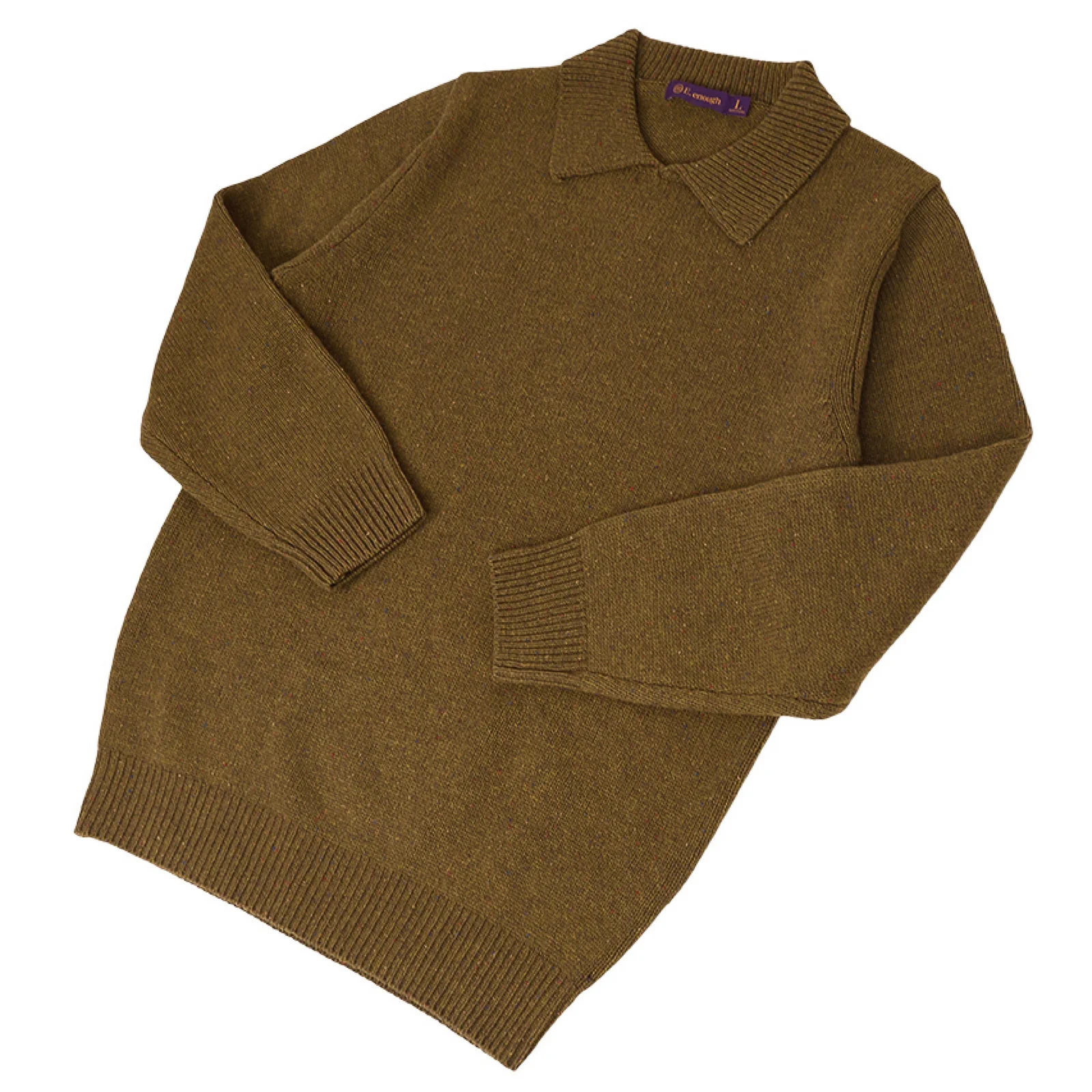 New England Donegal Collar Knit - Wood Green (Wool 100%)
