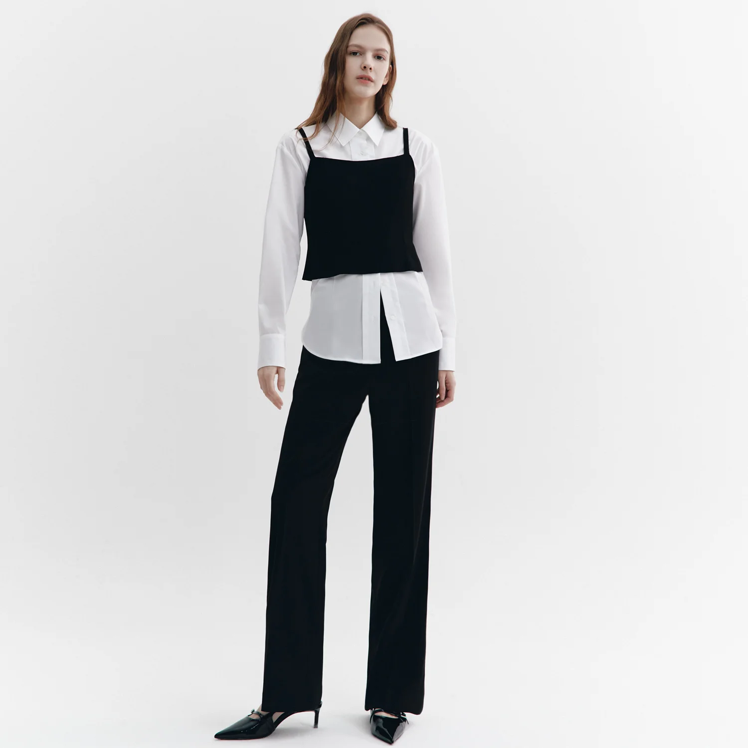 Front Lip Pocket Semi Boots Cut Pants BLACK