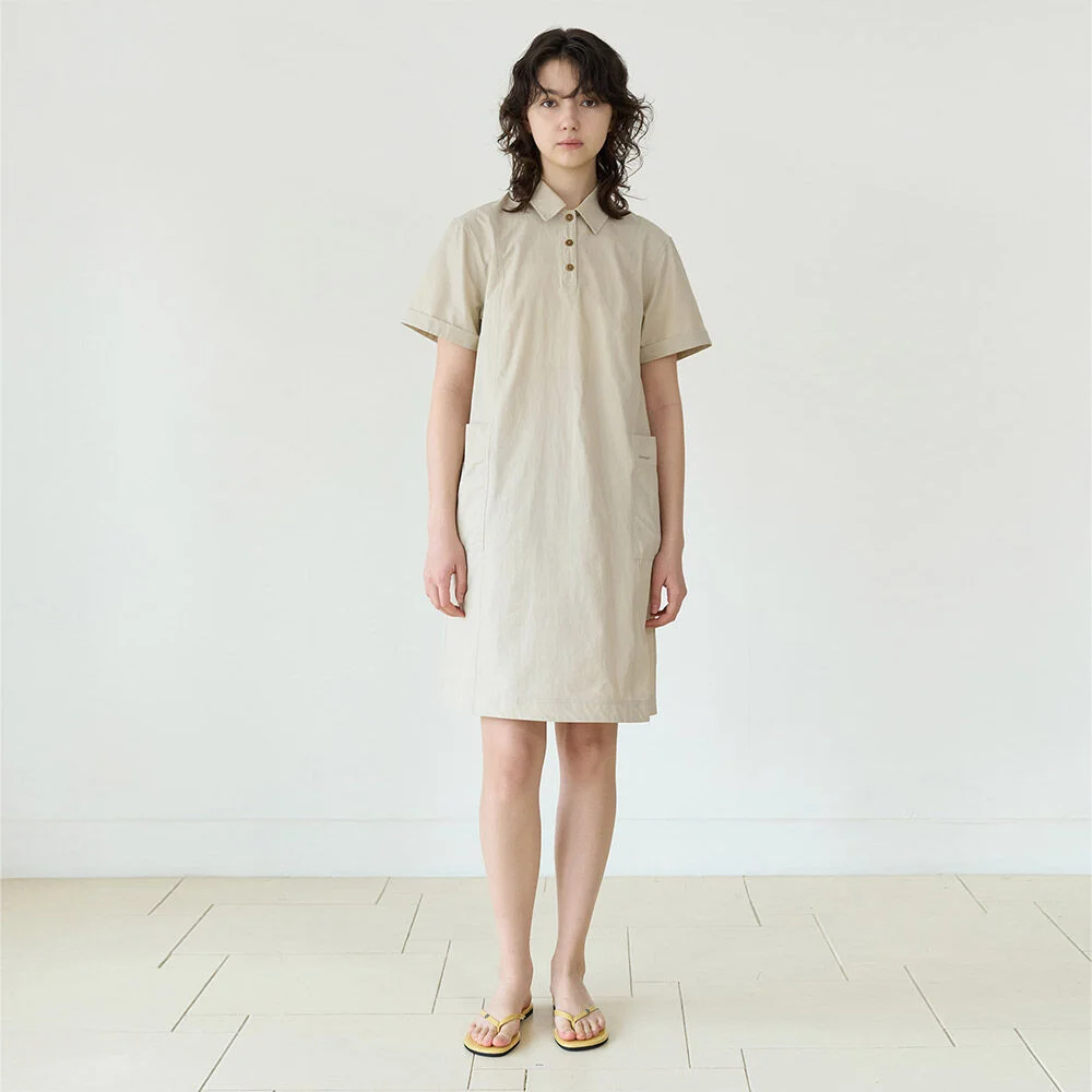 女裝 日常 輕鬆 連衣裙 Beige