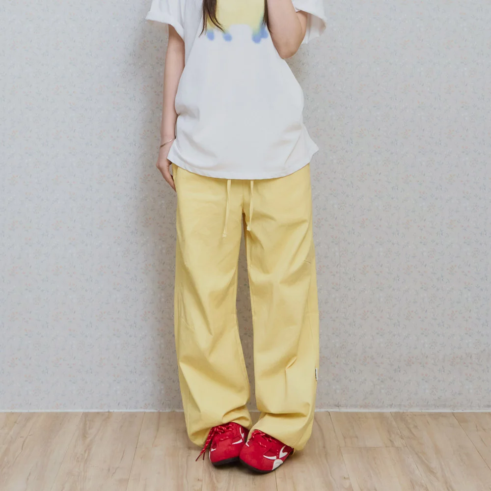 ke613. Move Pigment Wide Pants Yellow