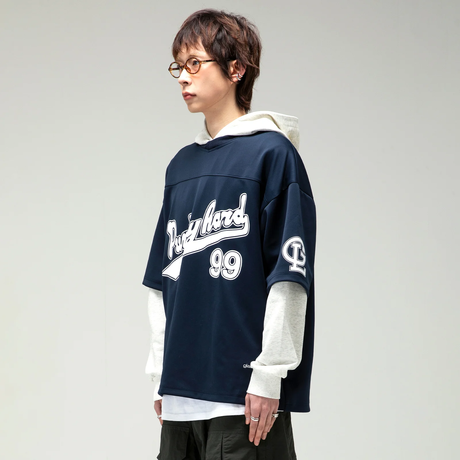 GHD032 橄欖球 層次 連帽衫 (NAVY)