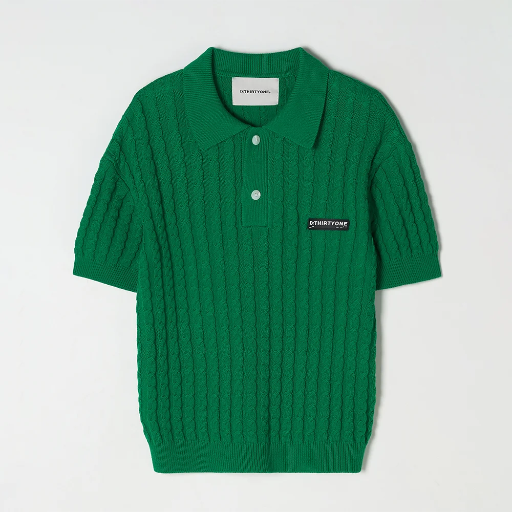 (WOMAN) Hard Twist Cable Sweater (Bright Green)