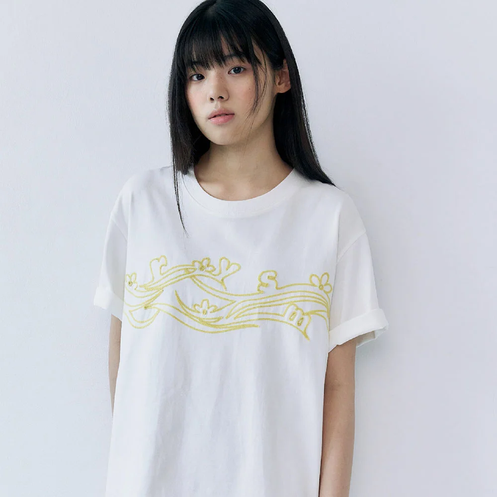 Wave embroidery t-shirt - White