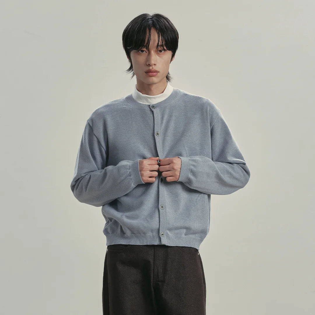 基本款 必備款 短版 圓領 開襟外套 MELANGE GREY