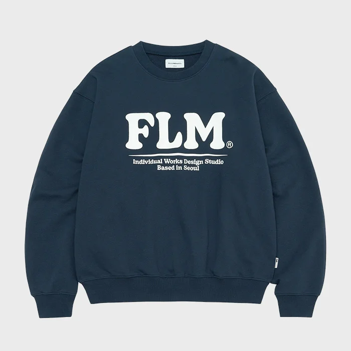 FLM 醒目 標誌 衛衣 襯衫-海軍藍