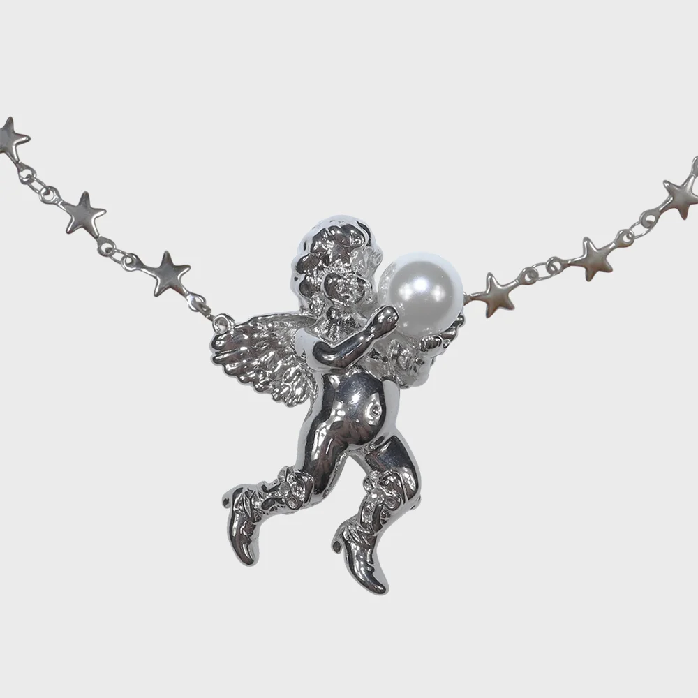 Angel in cowboy boots necklace