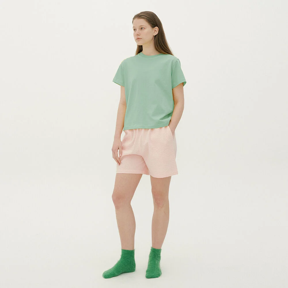 (w) Pink Seersucker Shorts
