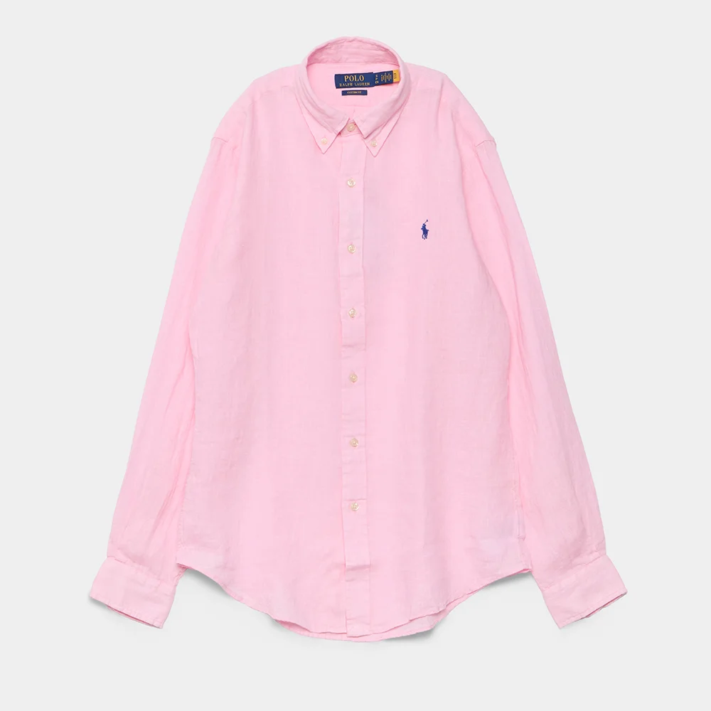 訂製版型 亞麻 襯衫 (PINK)