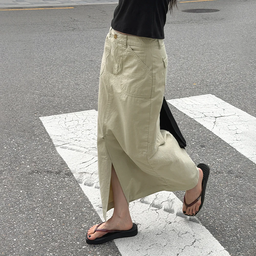Fatigue long skirt (light khaki)