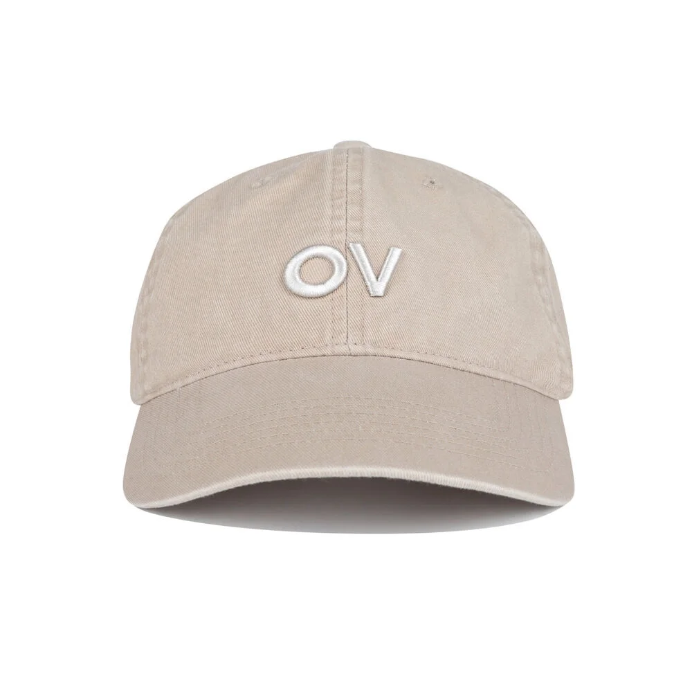 OV LOGO WASHED COTTON CAP (BEIGE)