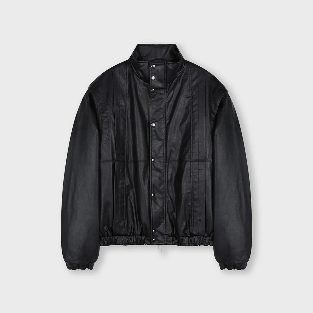 VEGAN LEATHER MONSTER BLOUSON PARKA BLACK