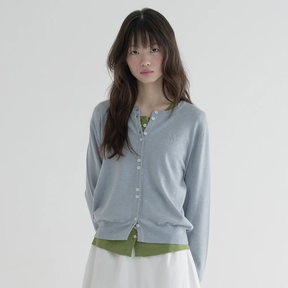 LOGO SCALLOP CARDIGAN (LIGHT BLUE)