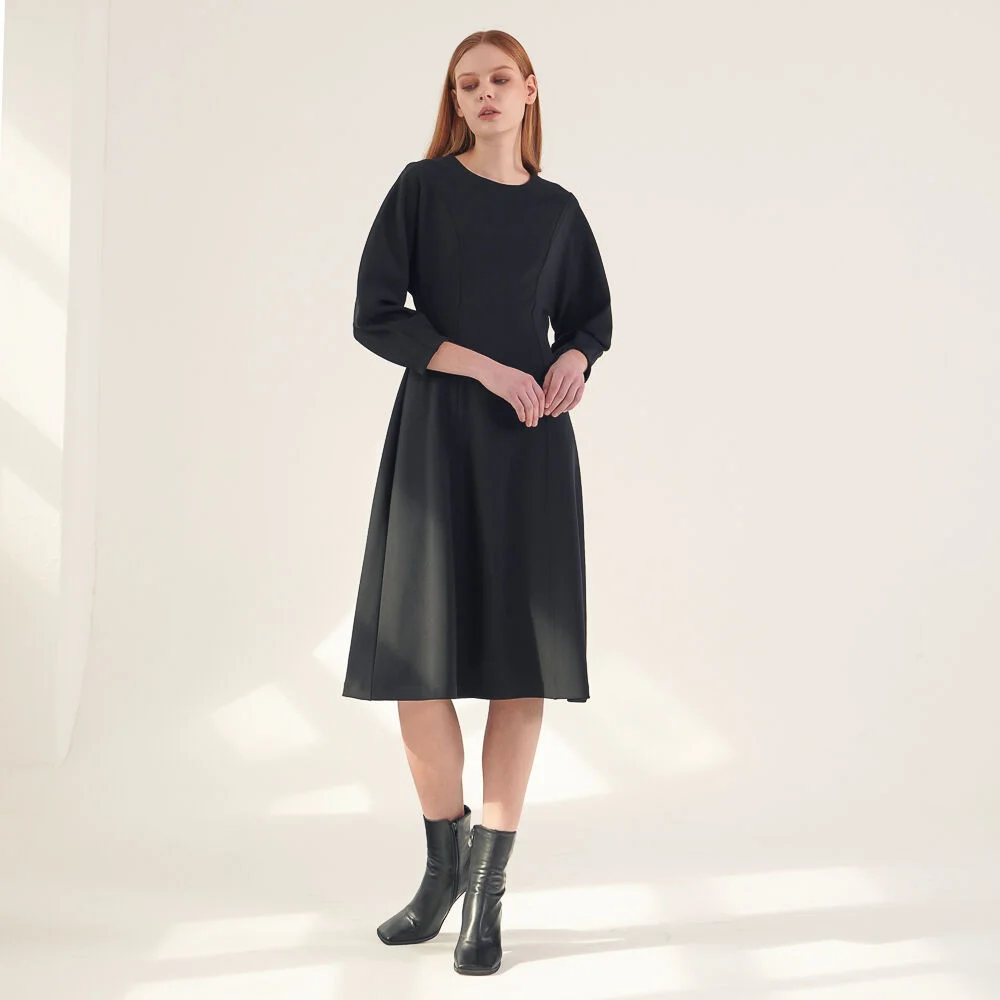 Balloon Sleeve Dress_Black