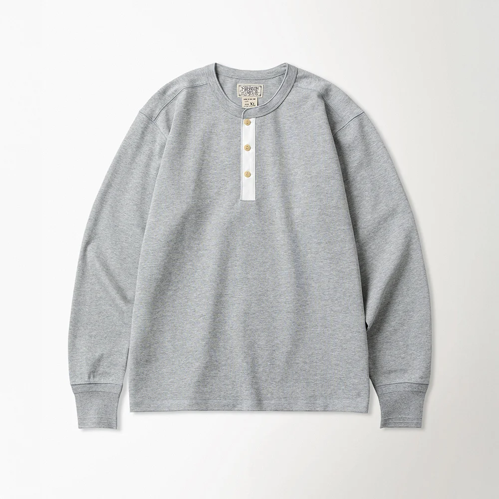 Vintage Long Sleeve Henley Shirt Grey