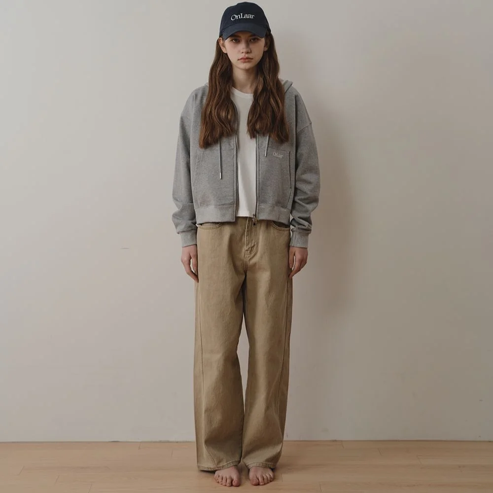 Urban Semi-Cropped Hoodie Zip-Up (Gray)