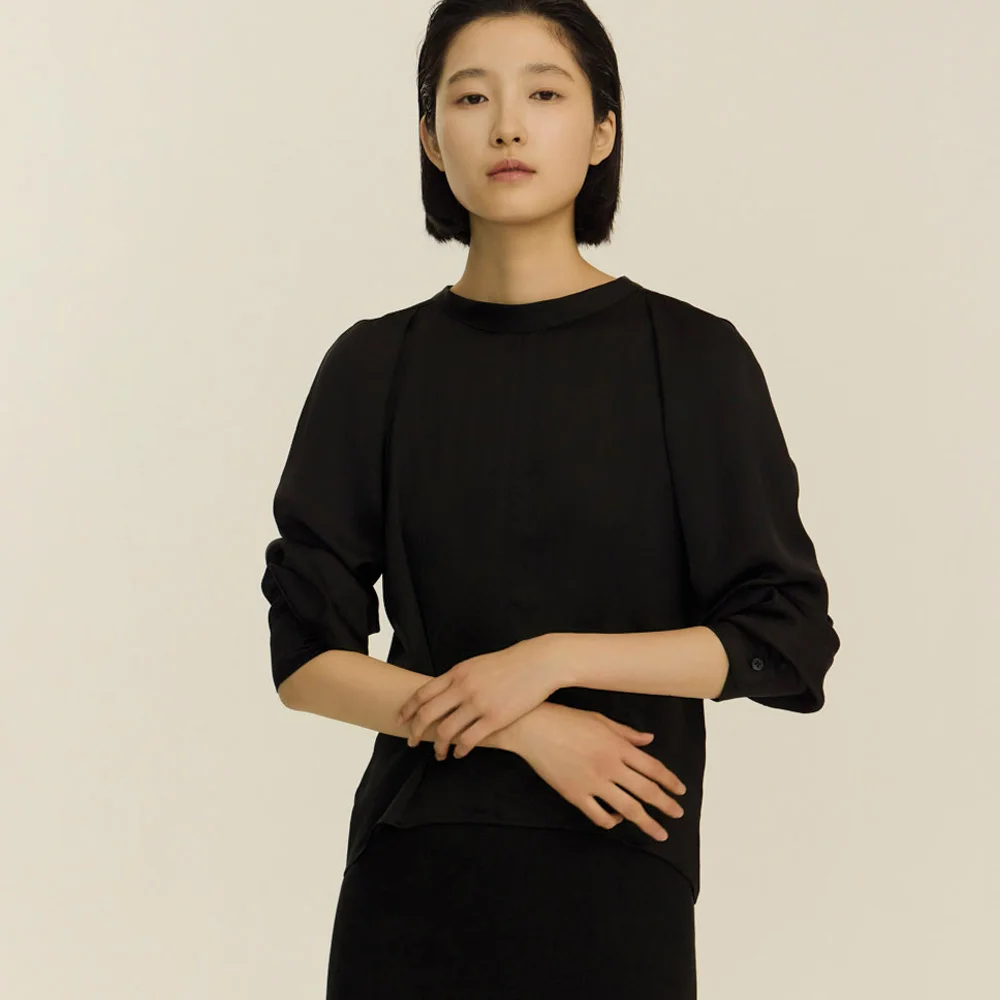 glossy curve blouse_black