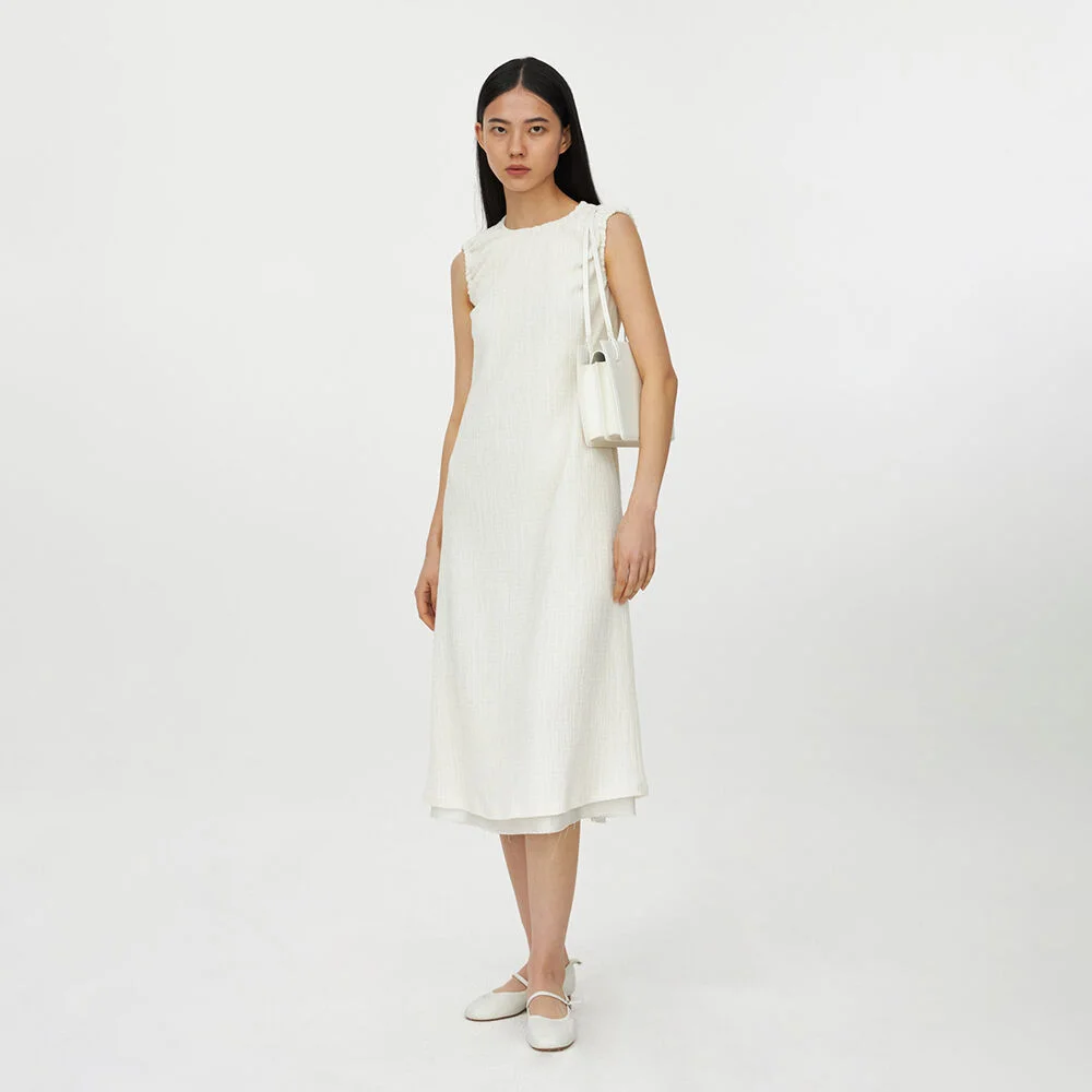 23SS Gathered Sleeveless Dress Ivory