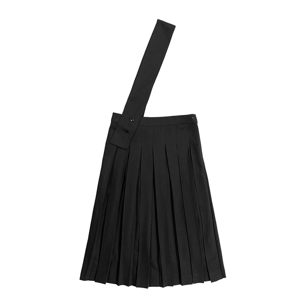 CROSS PLEATS SKIRT - BLACK