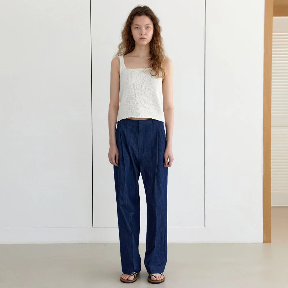 sleeveless knit top - cream