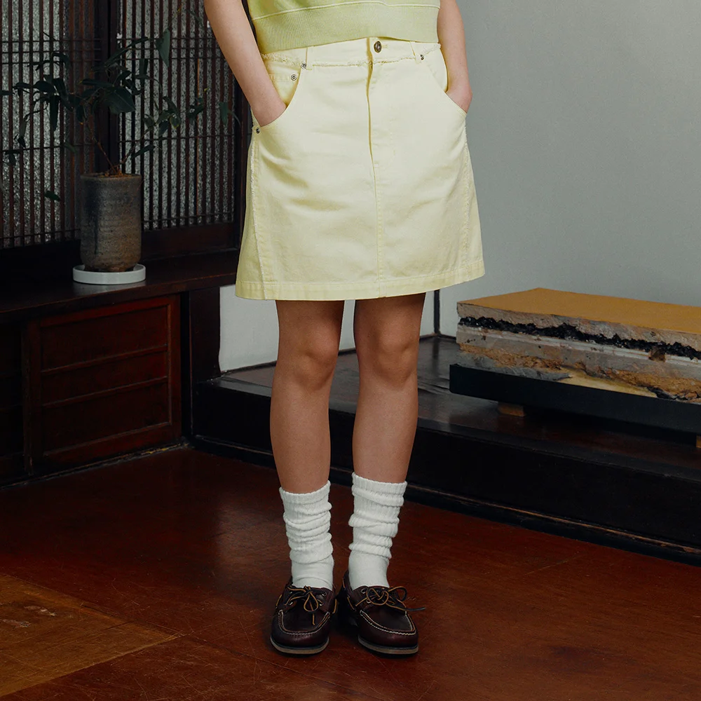 COLOR COTTON SKIRT (YELLOW)