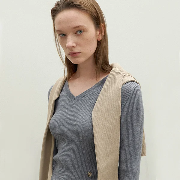 ESSENTIAL SLIM V-NECK KNIT(Z-T-6783)_4Colors