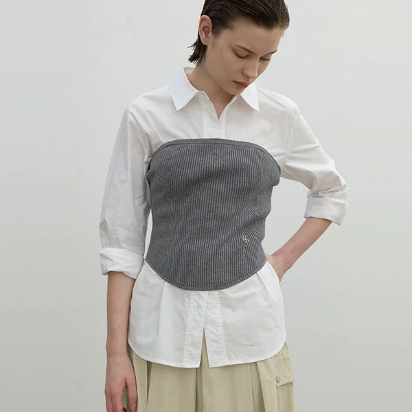 RIBBED KNIT BUSTIER(R-VT-0254)