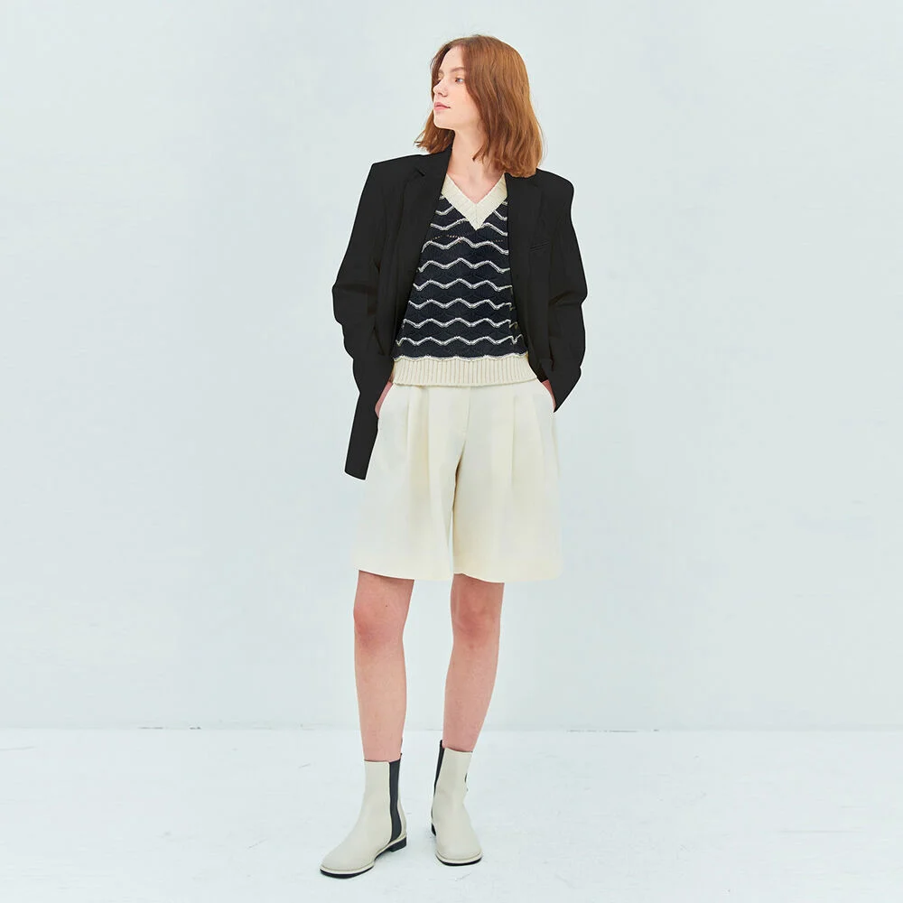 (SS ver.) SLEEVE PINTUCK MERINO JACKET(moat black)