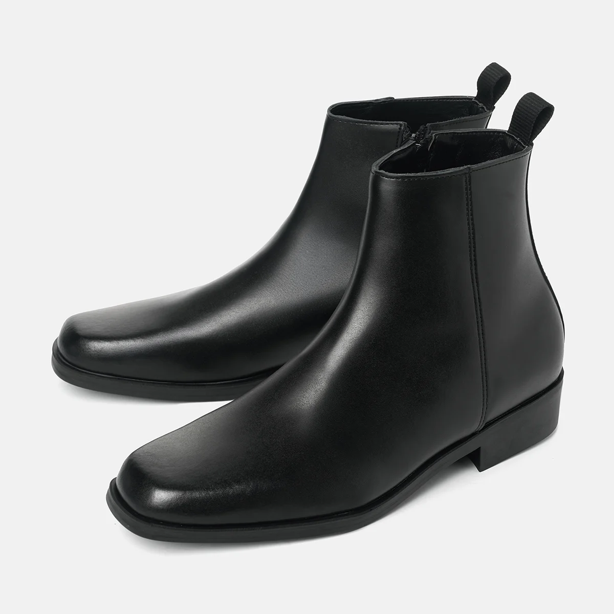 4cm 牛皮 方頭 拉鏈 切爾西靴 Spencer