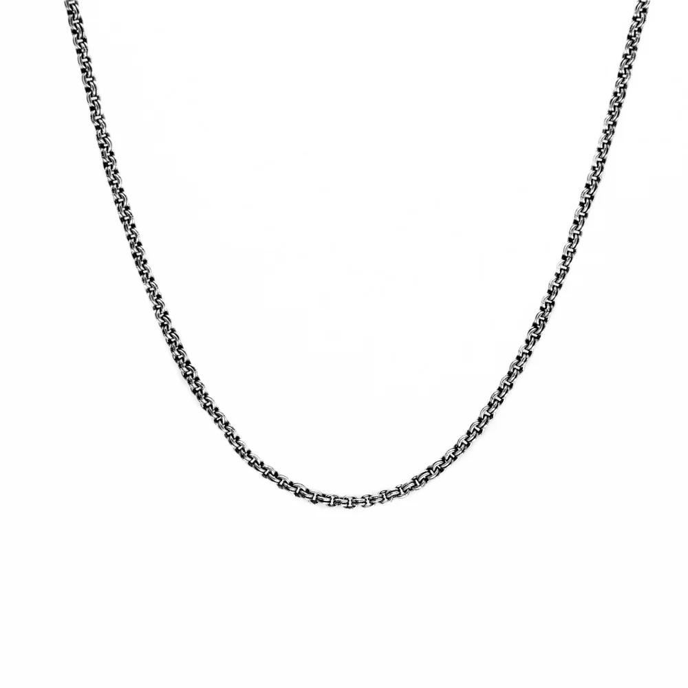 HR 361N_Silver Double Ring Chain Necklace