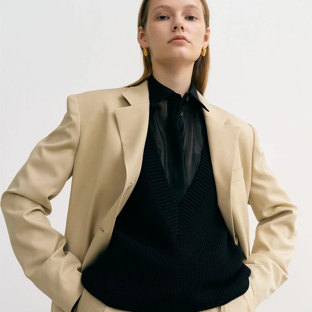 6A Single-breasted wool blazer (Black)