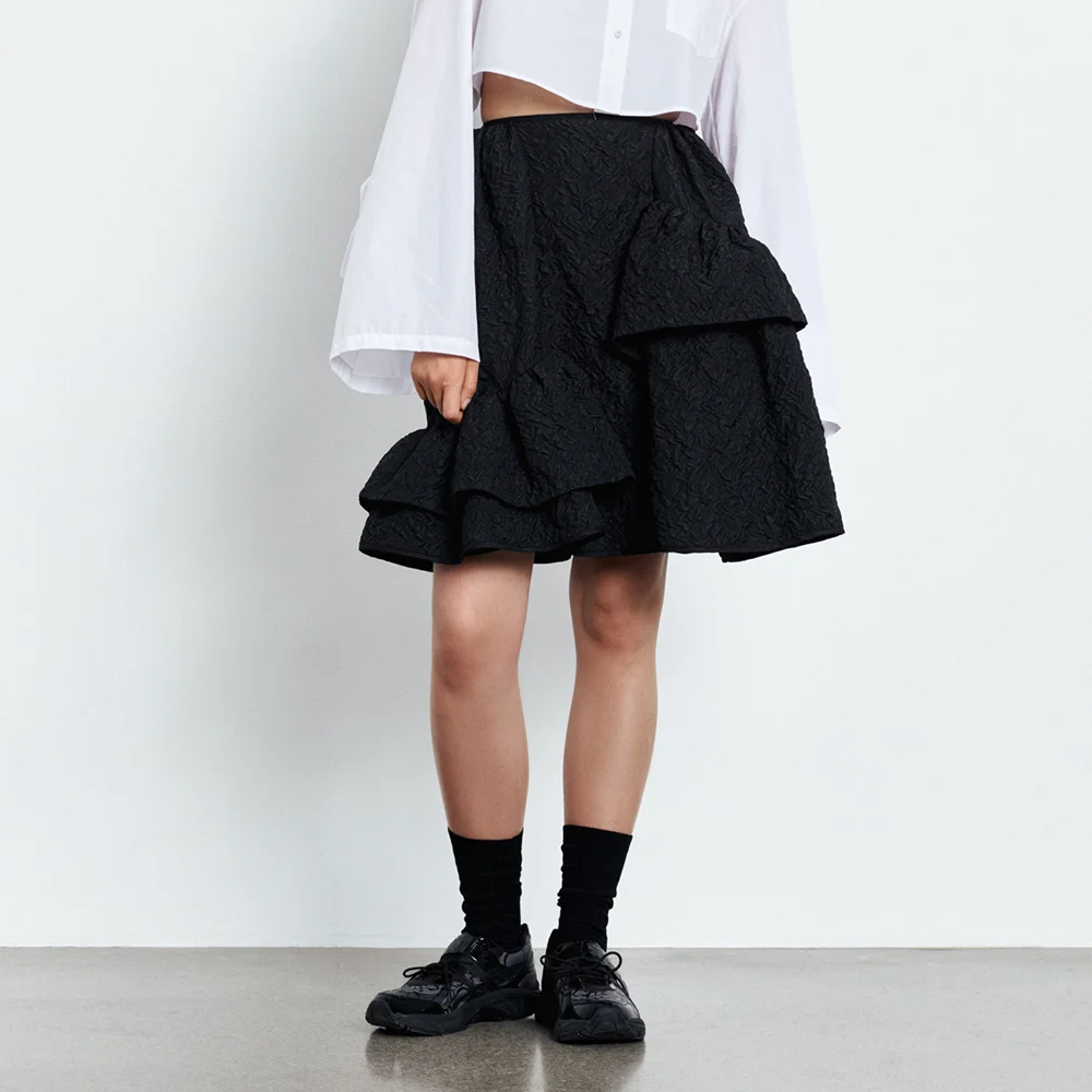 VANILLA SKIRT GRAPPOLO MATELASSE (BLACK)
