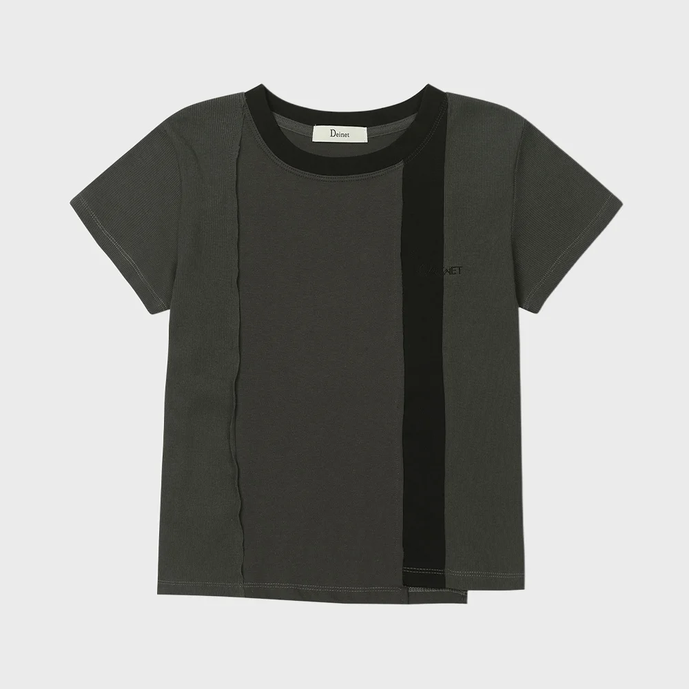 CONTRAST T-SHIRT IN CHARCOAL