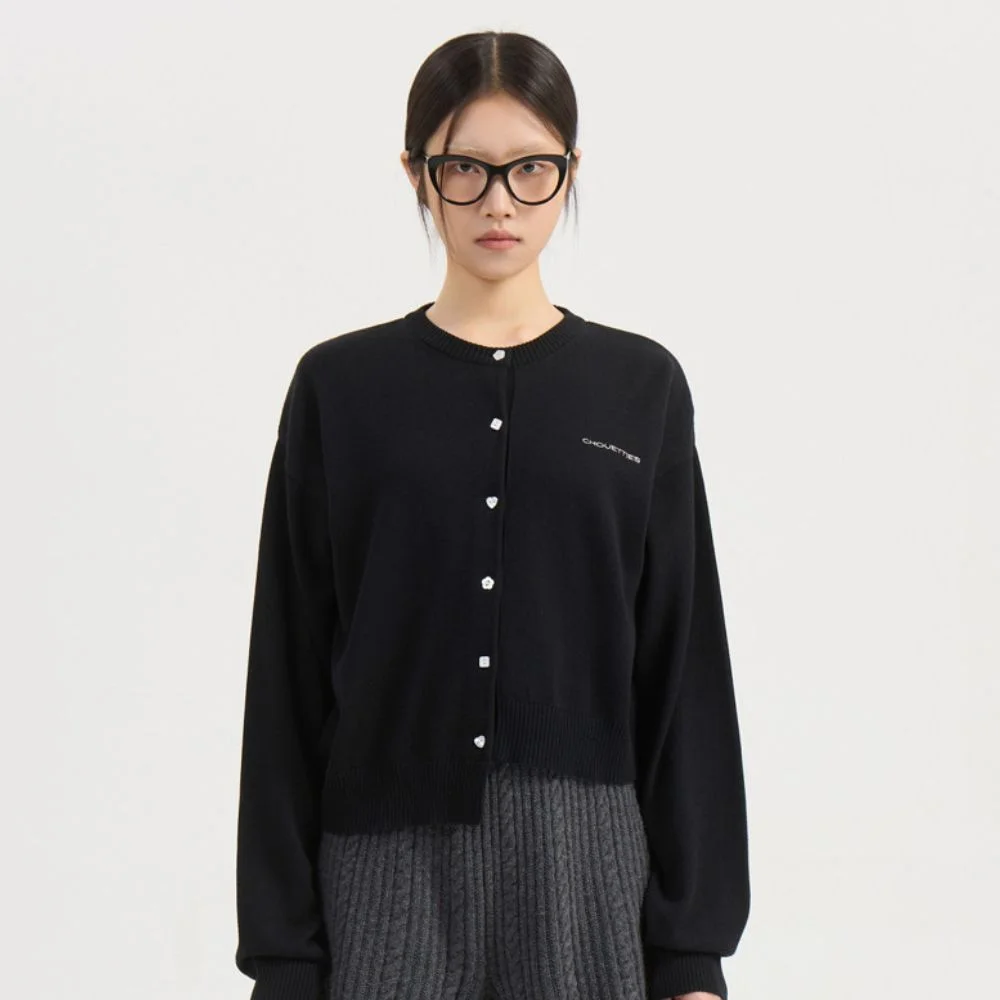 Chouetties by LUCKY CHOUETTE Unbalance Knit Cardigan (black) LAWCX26200BKX
