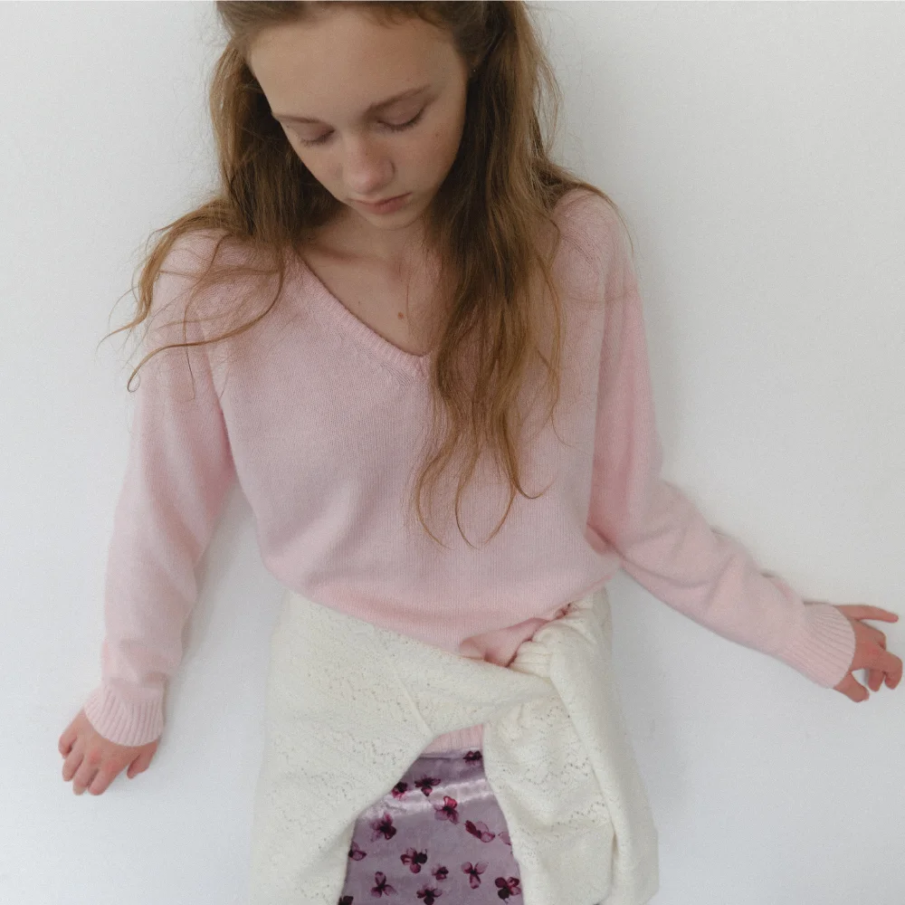 4次預訂 Abigail V-Neck Knit_baby pink