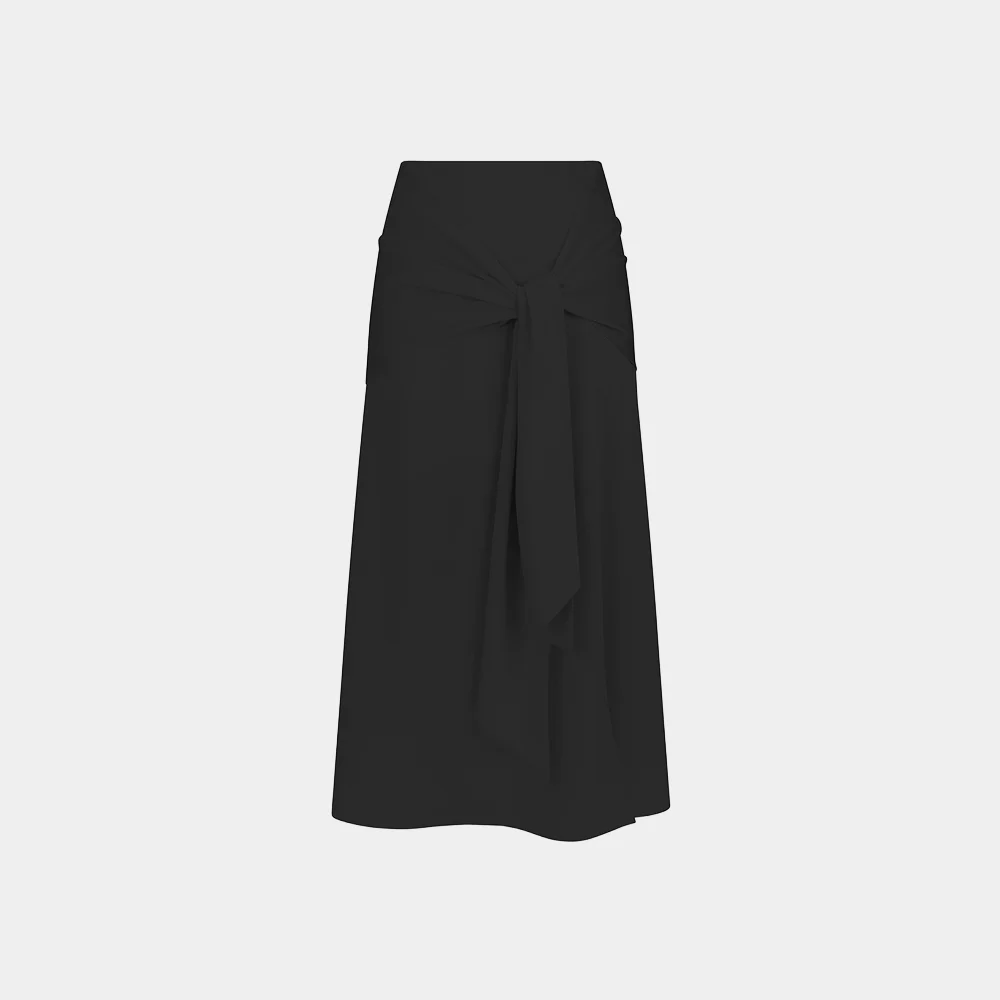 (W) DRAPE KNOT SKIRT - BLACK